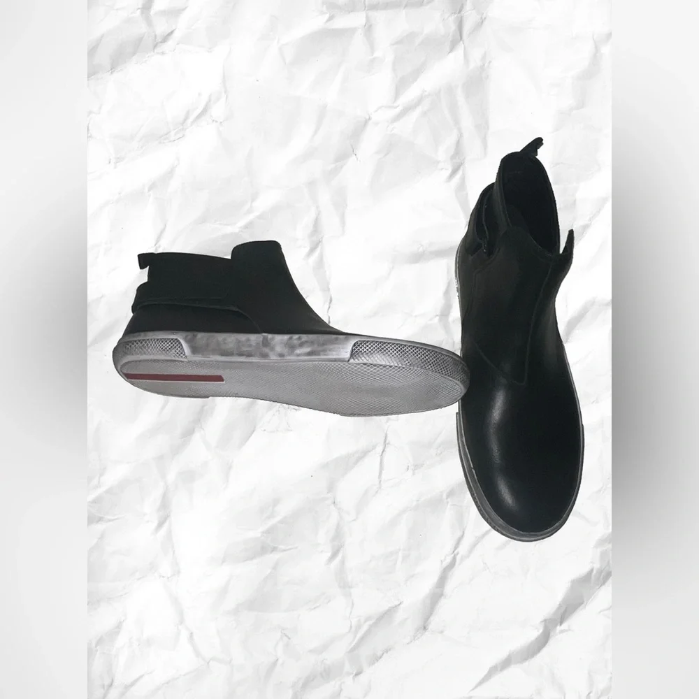 Prada Men's Black Leather Chelsea Boots - Picture 4 of 13